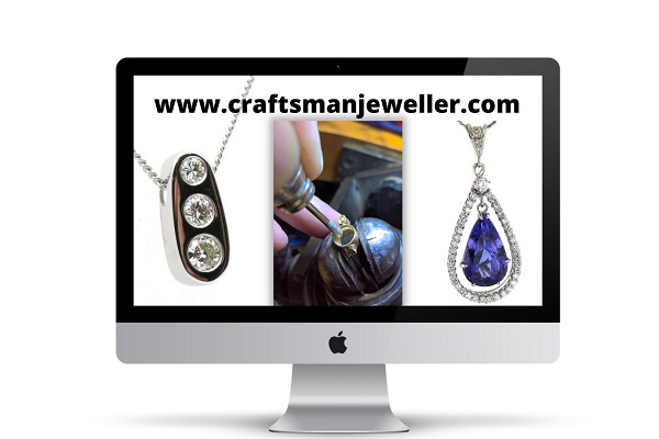 desktop computer displaying high class jewellery and the information www.craftsmanjeweller.com is for sale