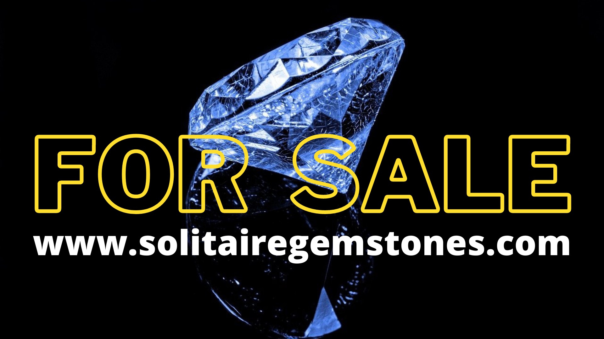 Massive real diamond on black background with text solitairegemstones.com is for sale