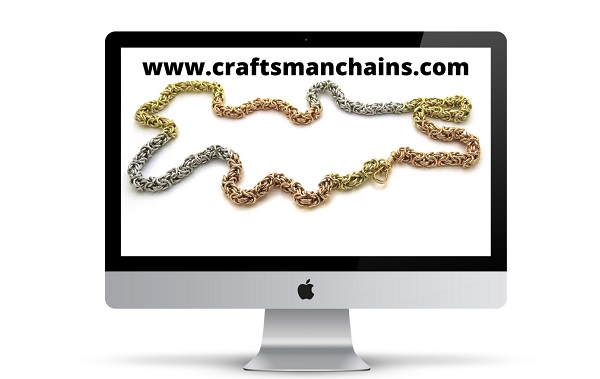 handmande multi-coloured gold chain displayed on desktop pc domain for sale
